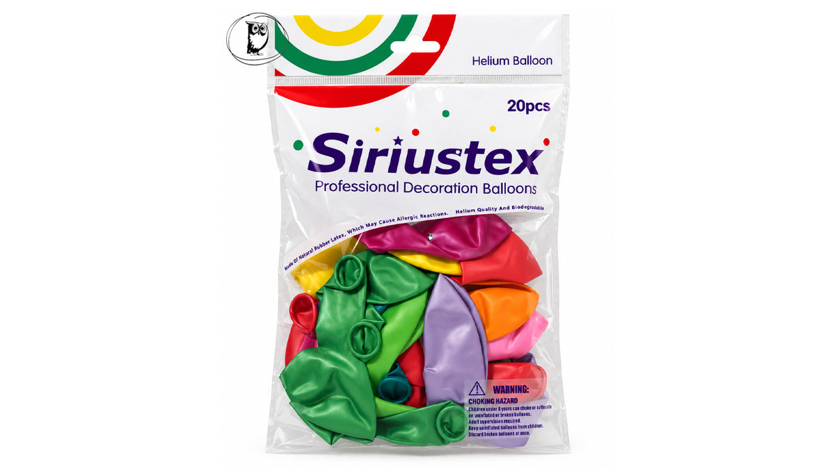 שקית 20 בלונים צבעוניים מטאליים - מיקס - Siriustex