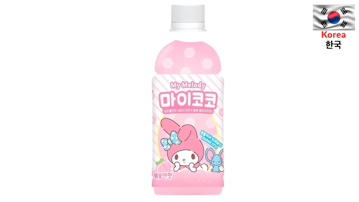 Korean peach-flavored drink with coconut gel cubes Measty My Coco My Melody