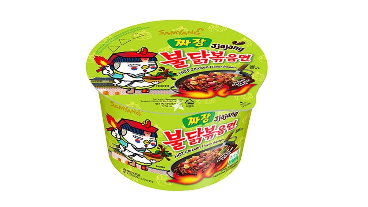נודלס ראמן בטעם עוף חריף ג'ג'אנג בקערה -Samyang Jjajang Hot Chicken Ramen bowl