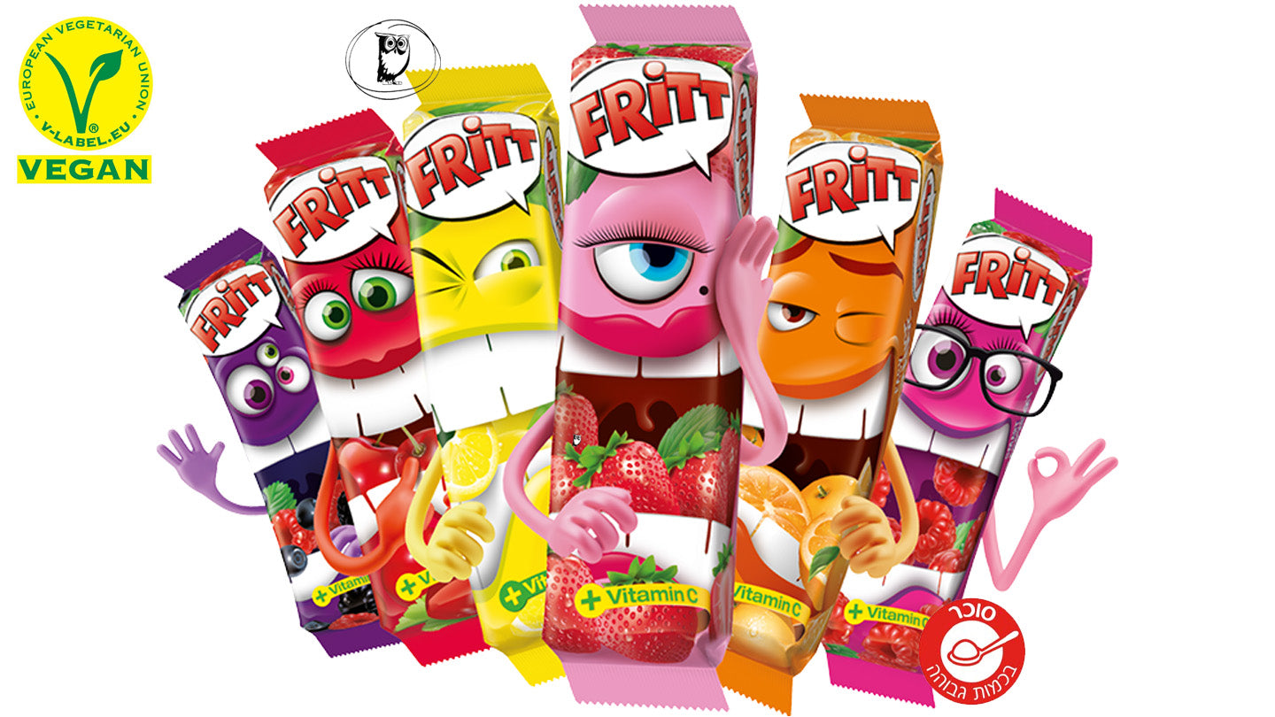 מארז 4 פסי טופי פירות - Fritt