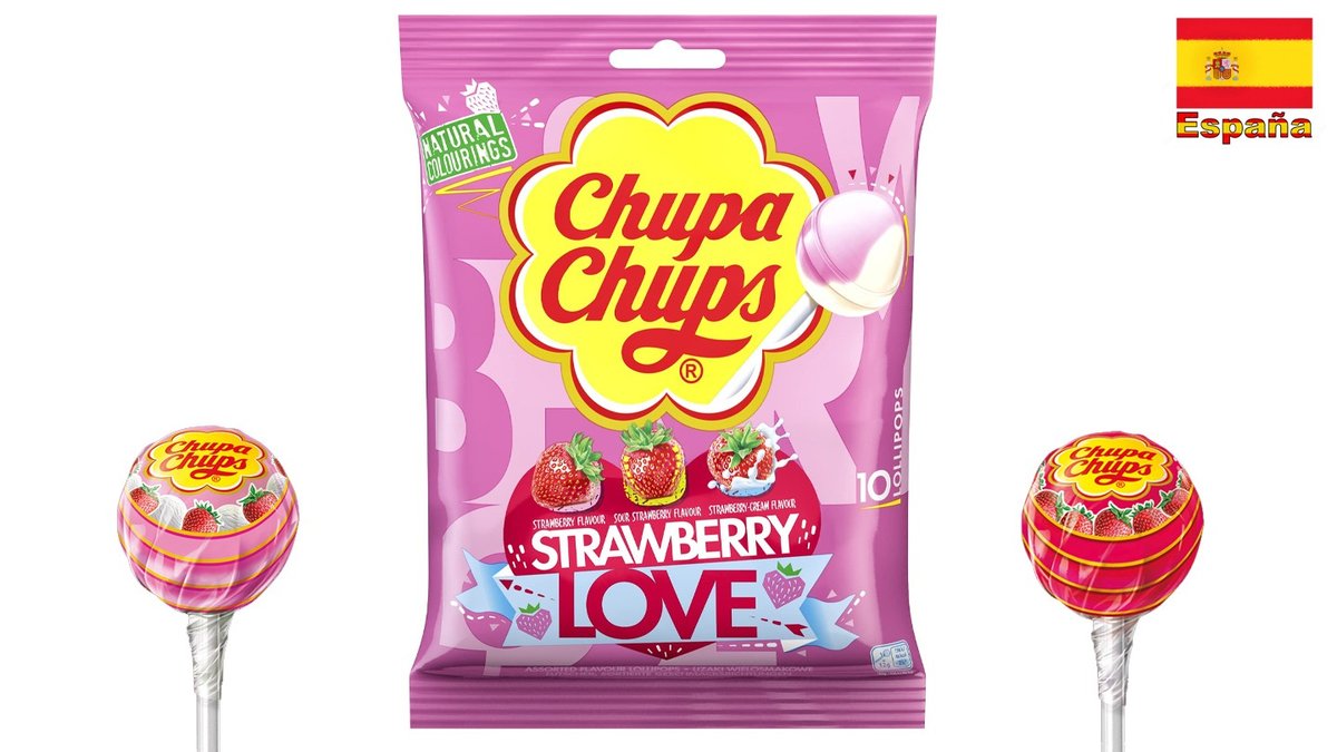Chupa Chups Strawberry Flavored Lollipops - CHUPA CHUPS STRAWBERRY LOVE