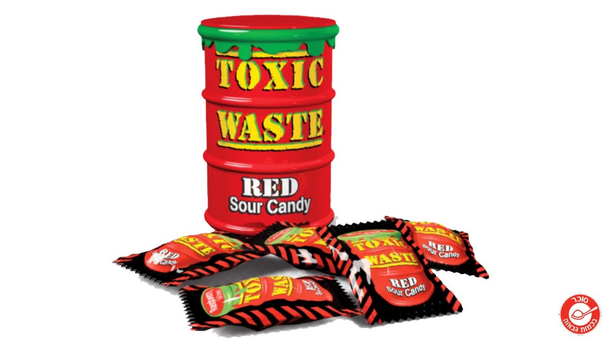 סוכריות חמוצות בחבית אדומה - TOXIC WASTE RED SOUR CANDY