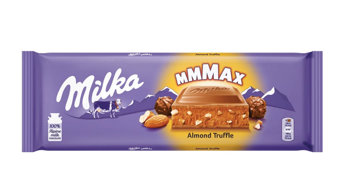 מילקה טבלת שוקולד ענננקית במילוי קרם וחתיכות שקדים- MILKA MAX ALMOND TRUFFLE