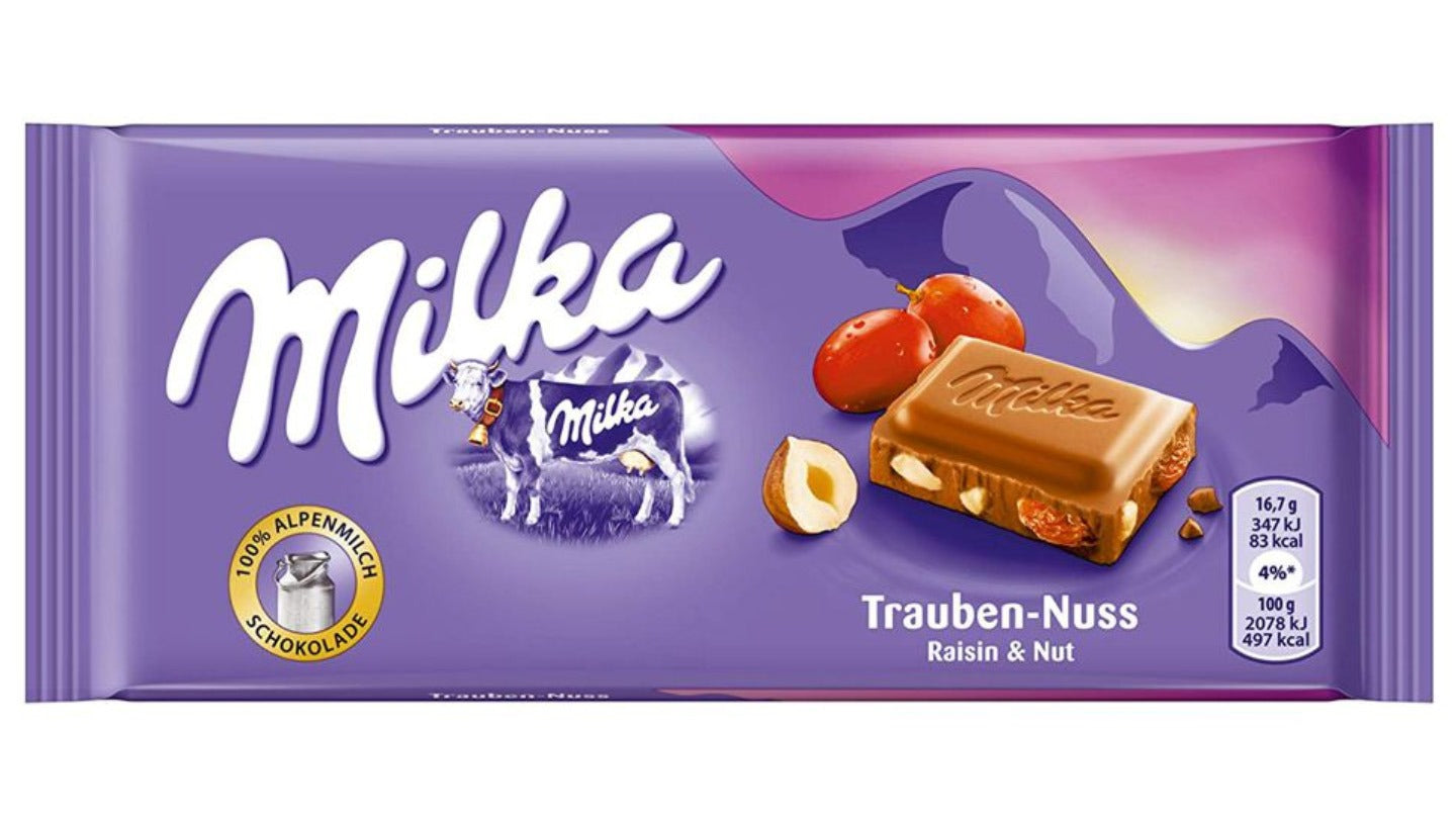 מילקה טבלת שוקולד עם צימוקים ואגוזים - MILKA
