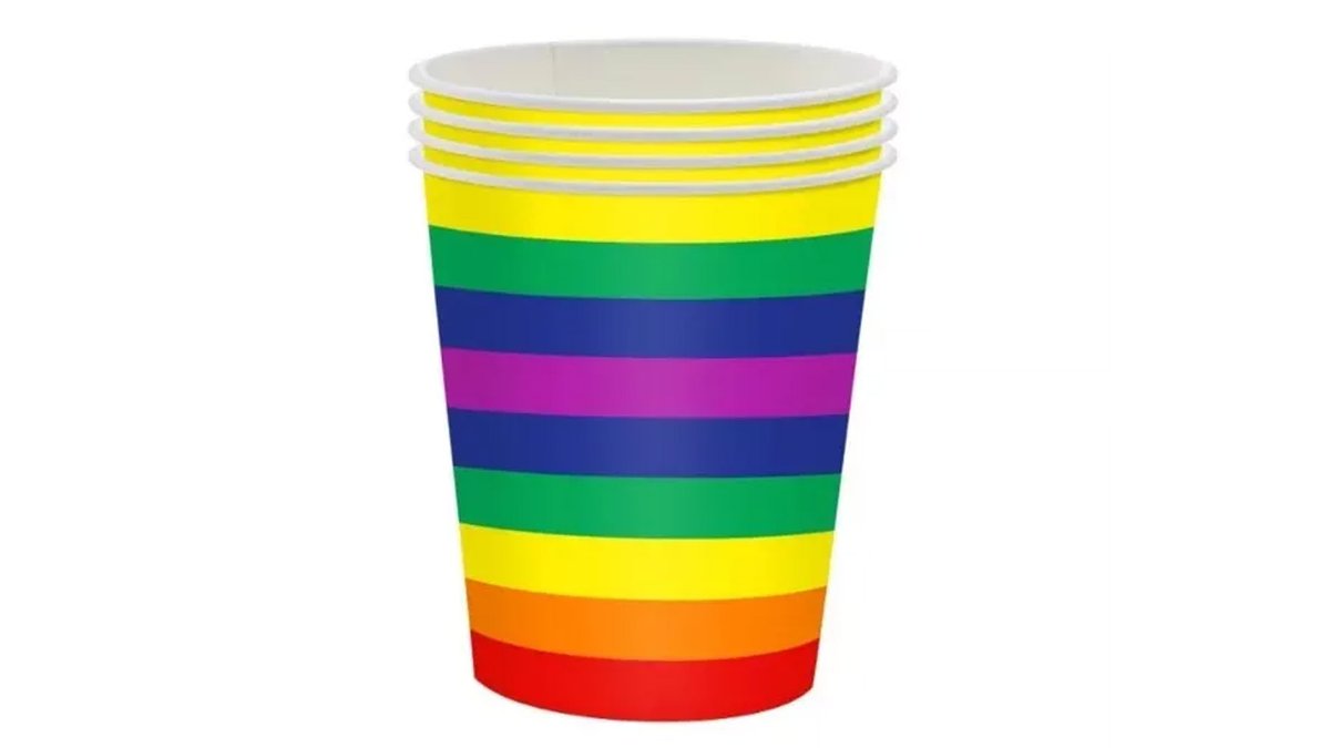 10 כוסות נייר חד פעמיות בצבעי הגאווה