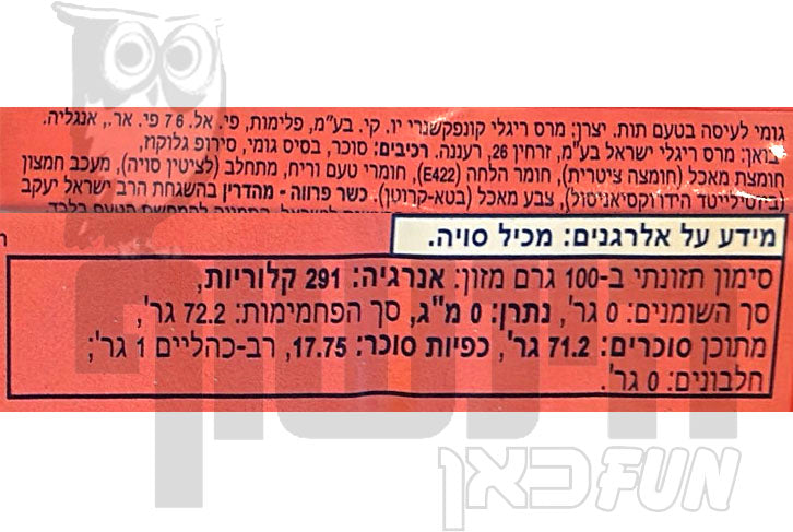 Uploaded ingredient image for הובה בובה גומי לעיסה בטעם תות - HUBBA BUBBA STRAWBERRY