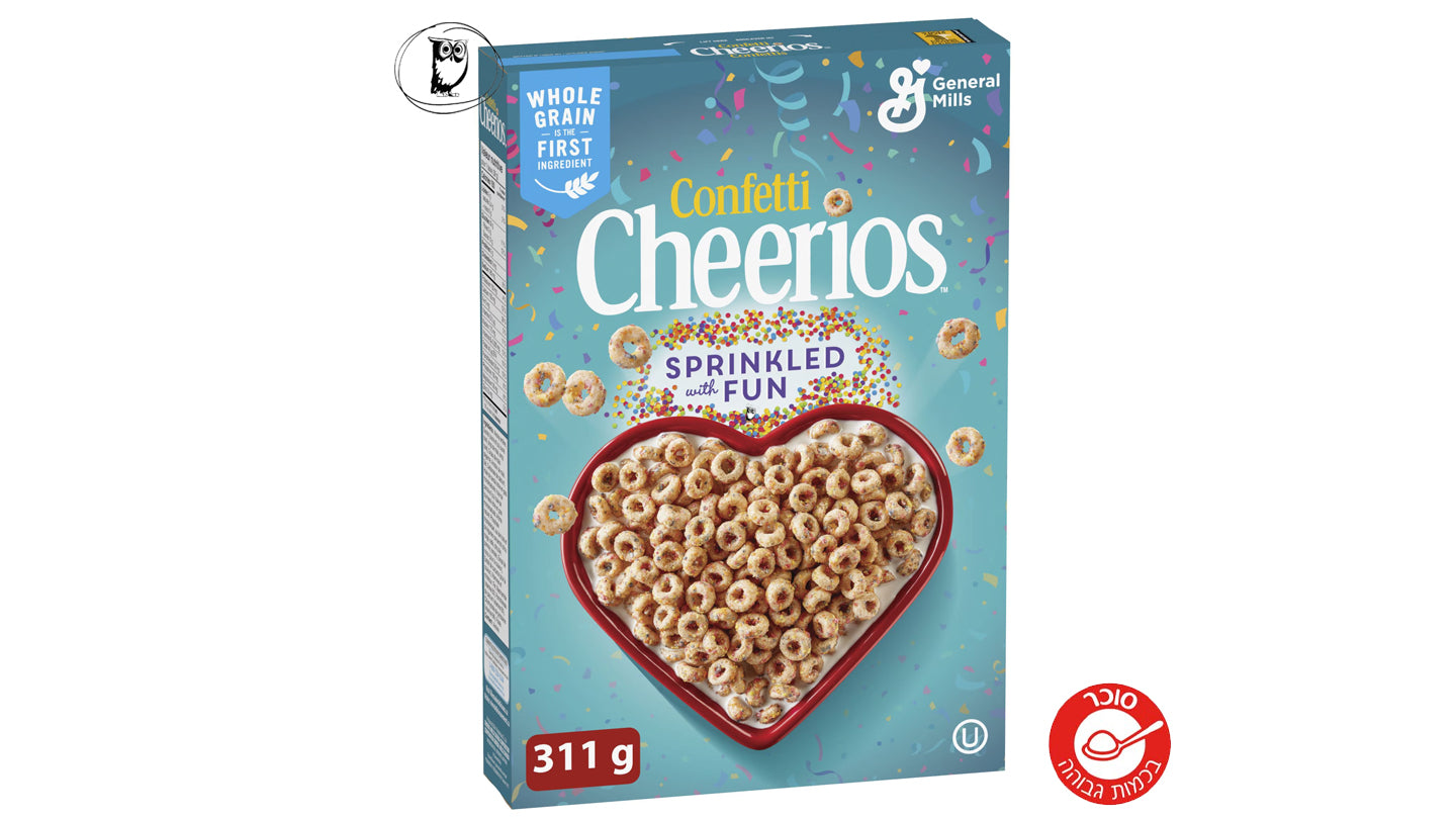 טבעות דגנים  עם סוכריות קונפטי צבעוניות - Confetti Cheerios