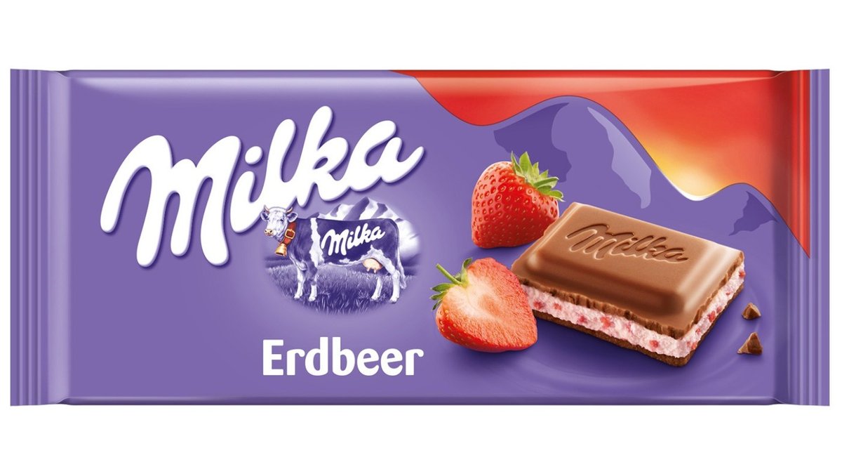 מילקה טבלת שוקולד במילוי קרם תות ויוגורט - MILKA
