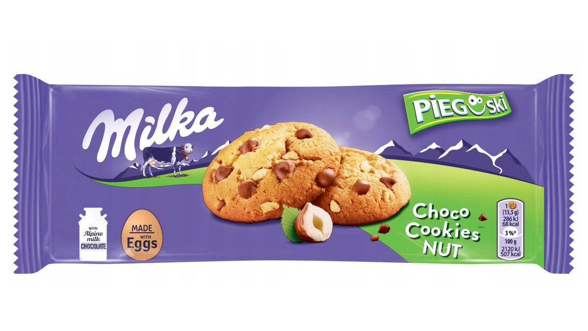 מילקה עוגיות שוקולד צ'יפס ואגוזים - MILKA CHOCO COOKIES NUT