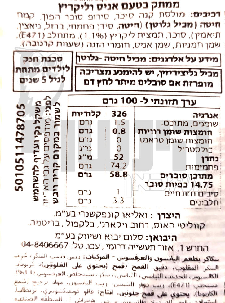 Uploaded ingredient image for ליקריץ רך- TAVENERS SOFT BLACK LIQUORICE