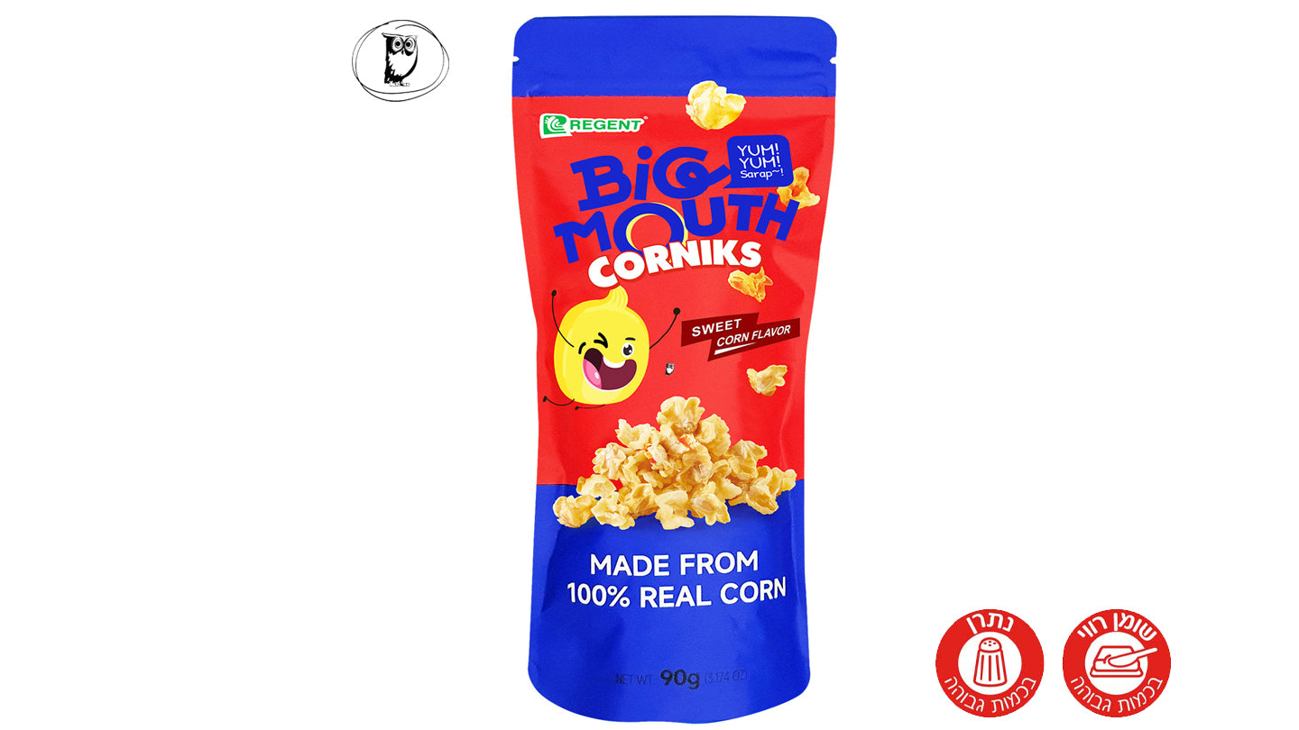 גרעיני תירס פריכים בטעם מתוק מלוח - Regent Big Mouth Corniks