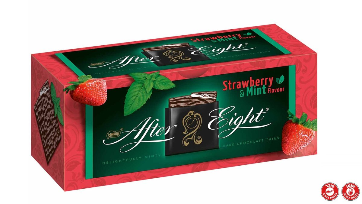 אפטר אייט - דפי שוקולד מנטה תות - AFTER EIGHT STRAWBERRY