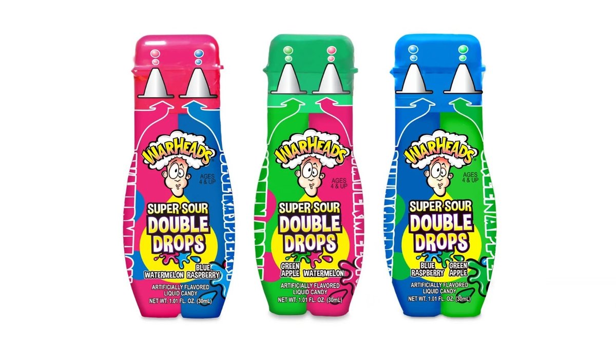 WarHeads Sour Double Drops bottle with 2 flavors