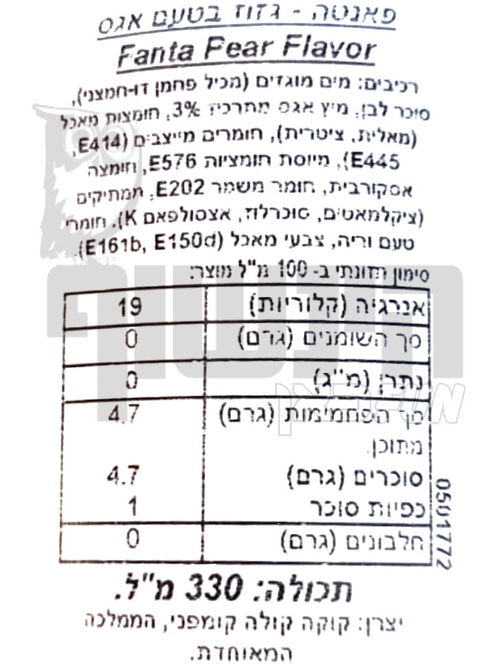 Uploaded ingredient image for פאנטה אגס - FANTA