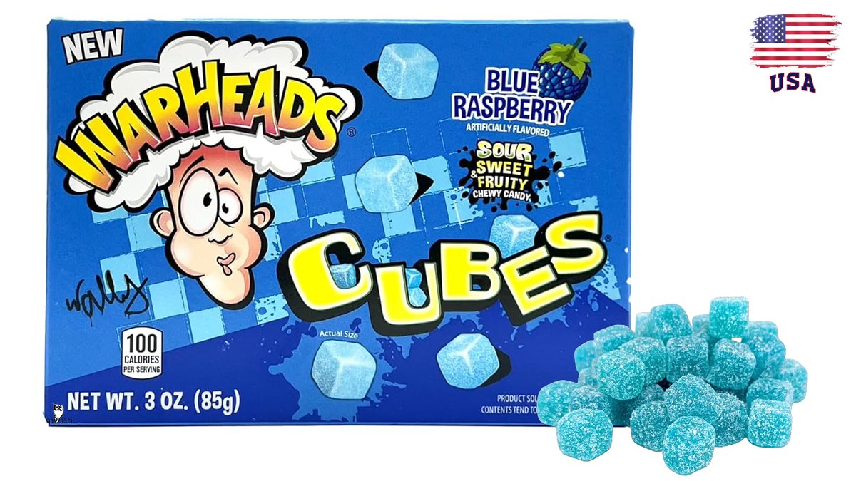 Warheads Blue Raspberry Gummy Cubes
