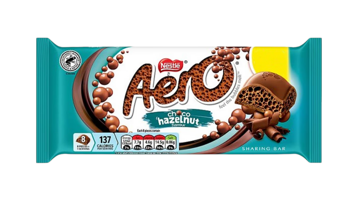 שוקולד חלב אוורירי בטעם אגוז לוז  - AERO hazelnut flavour
