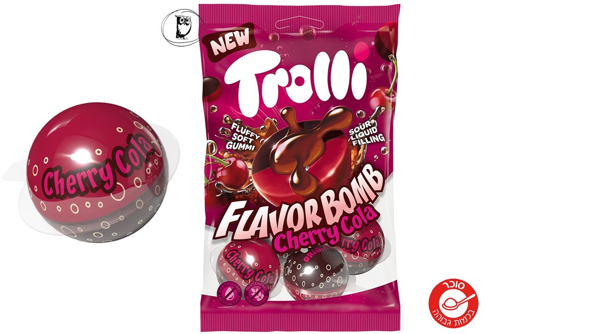 טרולי, מארז של גומי דובדבן-קולה במילוי נוזל חמוץ - TROLLI