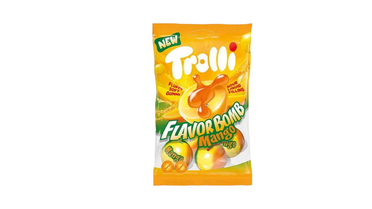 טרולי, מארז של גומי מנגו במילוי נוזל חמוץ - TROLLI