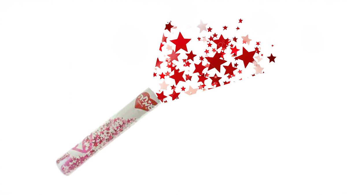 תותח קונפטי עם כוכבים ורודים