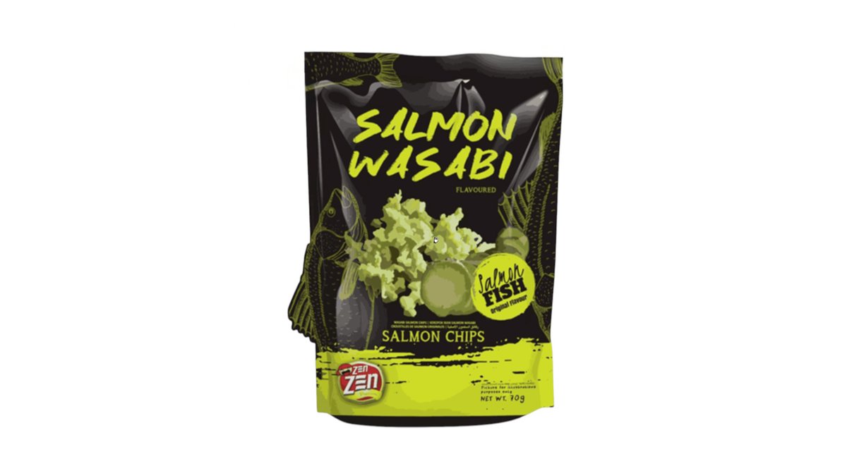 חטיף על בסיס עמילן טפיוקה בטעם סלמון ווסבי - ZEN ZEN