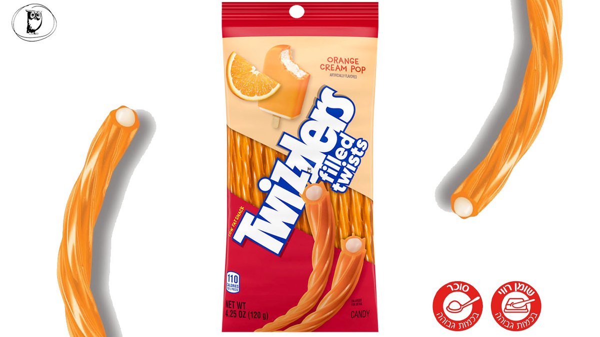 טוויזלרס בטעם ארטיק תפוז ממולא -  TWIZZLERS TWISTS ORANGE