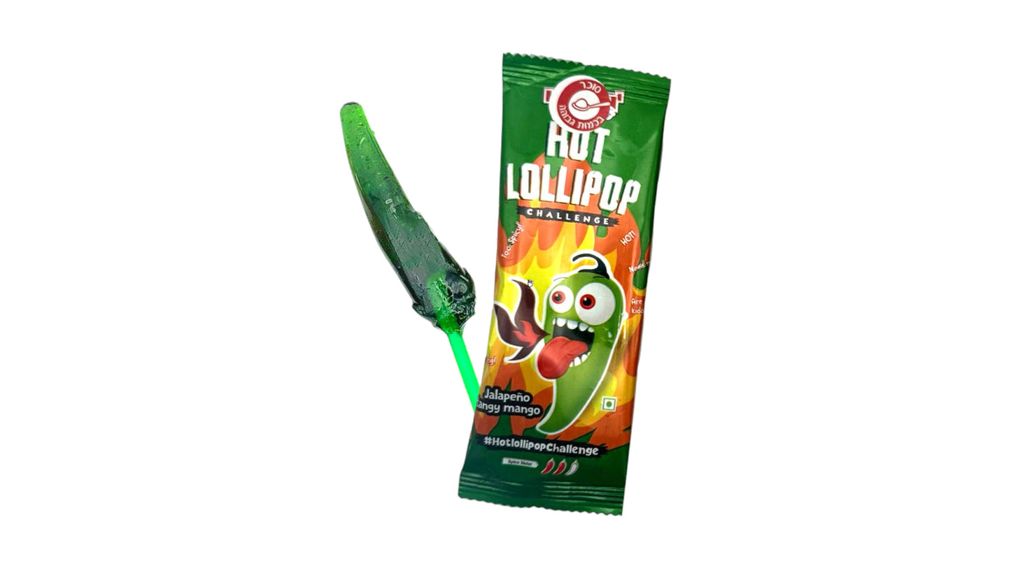 אתגר סוכריה ג'לי על מקל בטעם חלפיניו ומנגו - Hot Lollipop Challenge