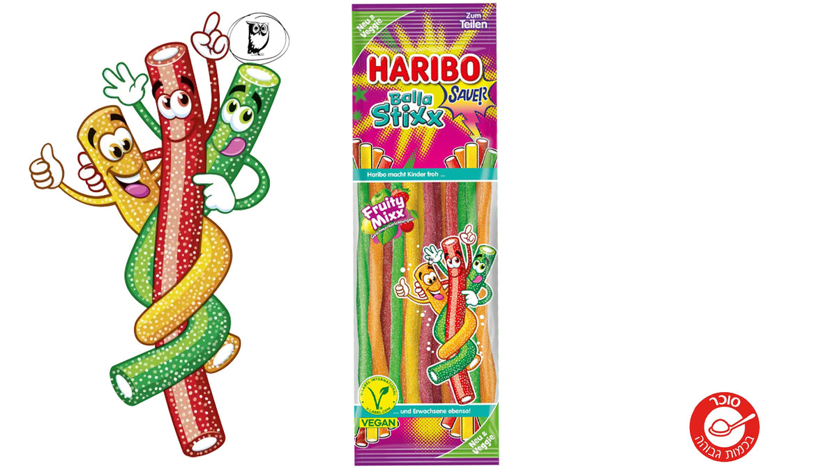 גומי הריבו מקלות ארוכים צבעוניים חמוצים - HARIBO BALLA  STIXX SAUER