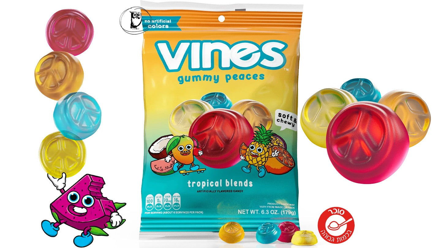 סוכריות גומי רכות בטעמים טרופיים - Vines Gummy Peaces Tropical Blends