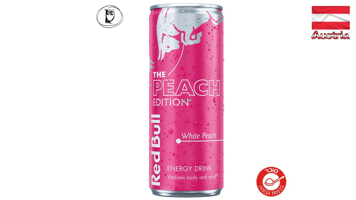 רדבול משקה אנרגיה מוגז בטעם אפרסק לבן - REDBULL WHITE PEACH