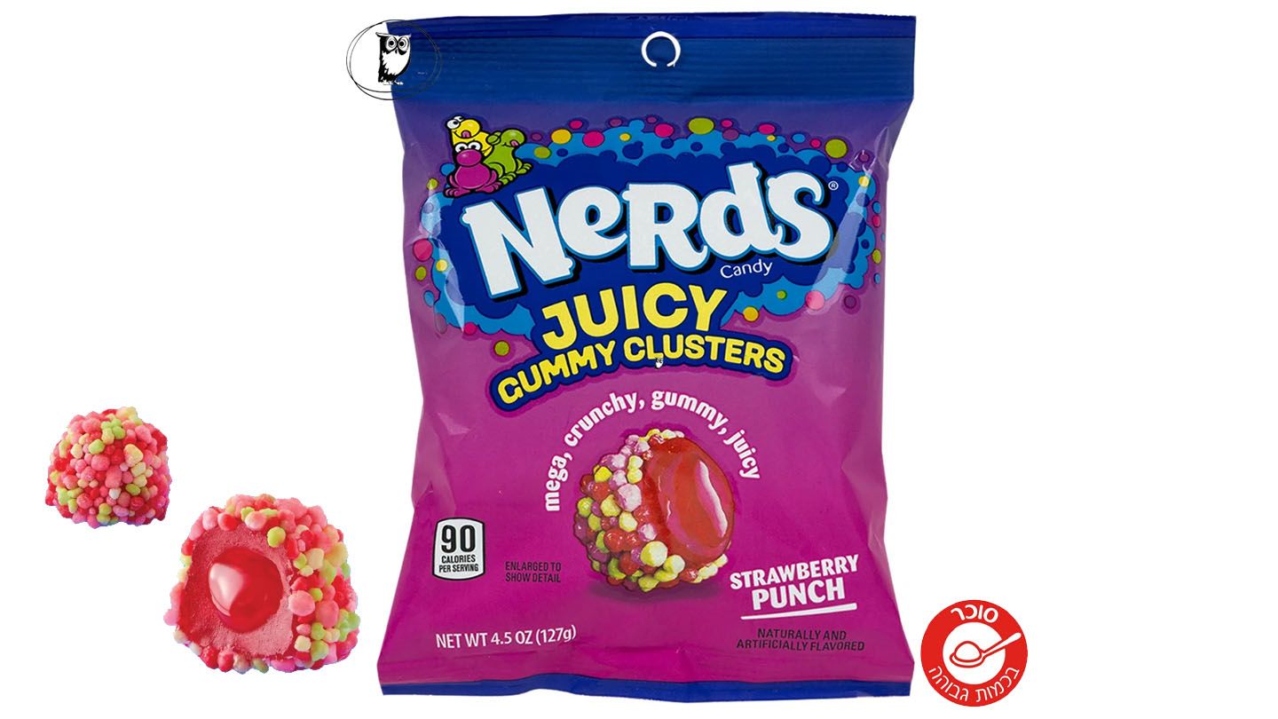 נרדס סוכריות גומי מצופות סוכריות צבעוניות בטעם פונץ' תות -NERDS JUICY GUMMY CLUSTERS