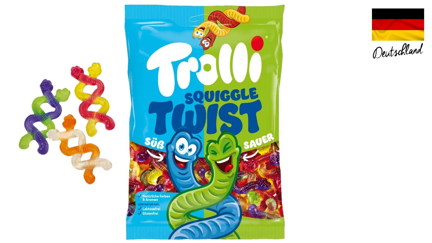 גומי טרולי זוגות תולעי גומי חמוץ מתוק - TROLLI SQUIGGLE TWIST
