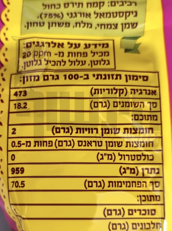 Uploaded ingredient image for נאצ'וס תירס כחול - Tres Pesos
