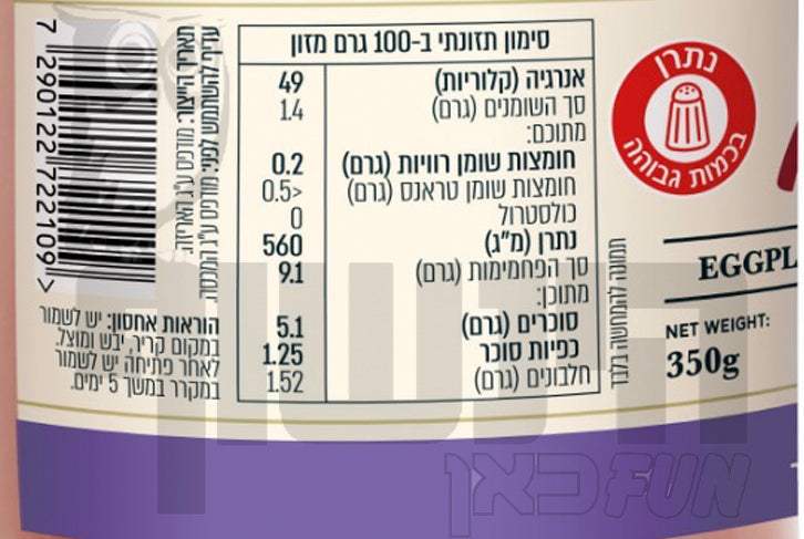 Uploaded ingredient image for רוטב עגבניות שרי עם חצילים Molito Eggplant