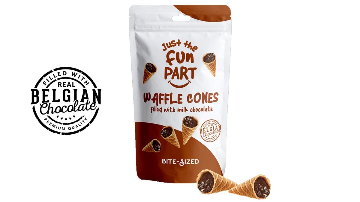 Only the end of the tin is filled with high-quality Belgian milk chocolate - JUST THE FUN PART