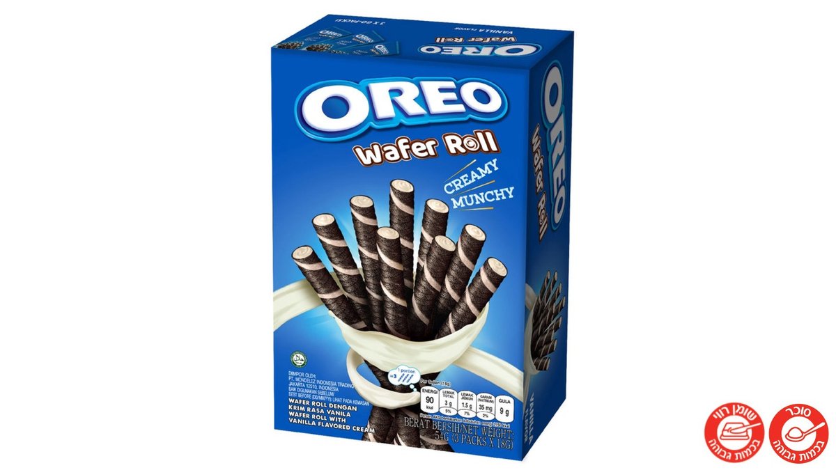 גליליות אוראו שוקו במילוי קרם וניל - OREO WAFER ROLL