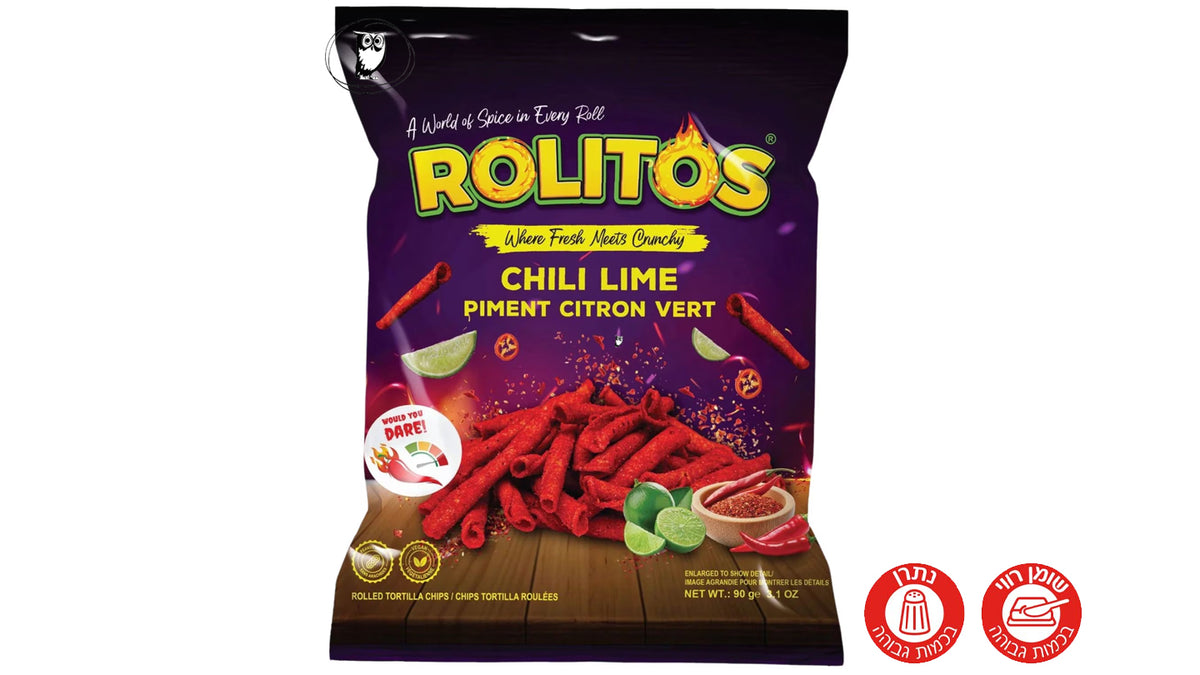 חטיף תירס טורטייה מגולגלת בטעם צ׳ילי וליים - Rolitos Chili Lime