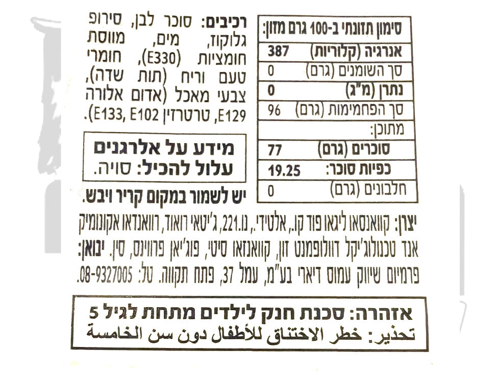 Uploaded ingredient image for סוכריית פה מצחיק - BPop