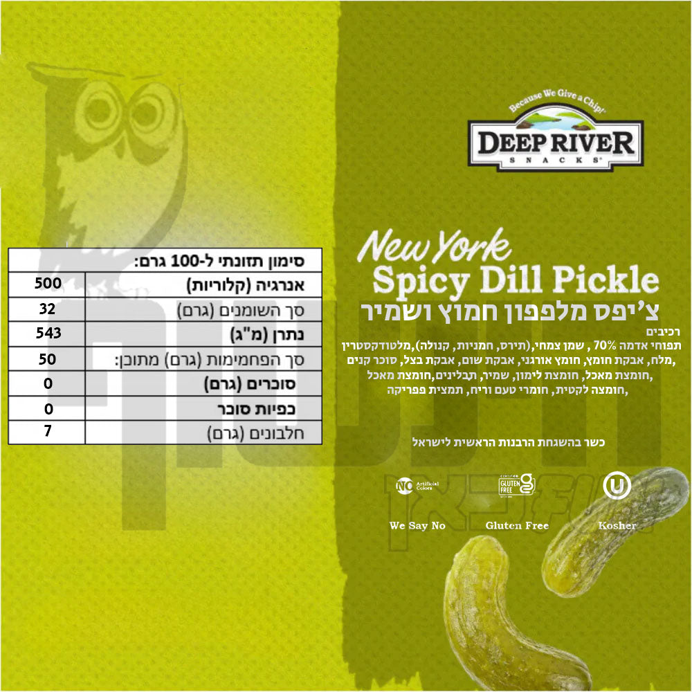 Uploaded ingredient image for דיפ ריבר חטיף צ'יפס בטעם מלפפון חמוץ ושמיר - DEEP RIVER