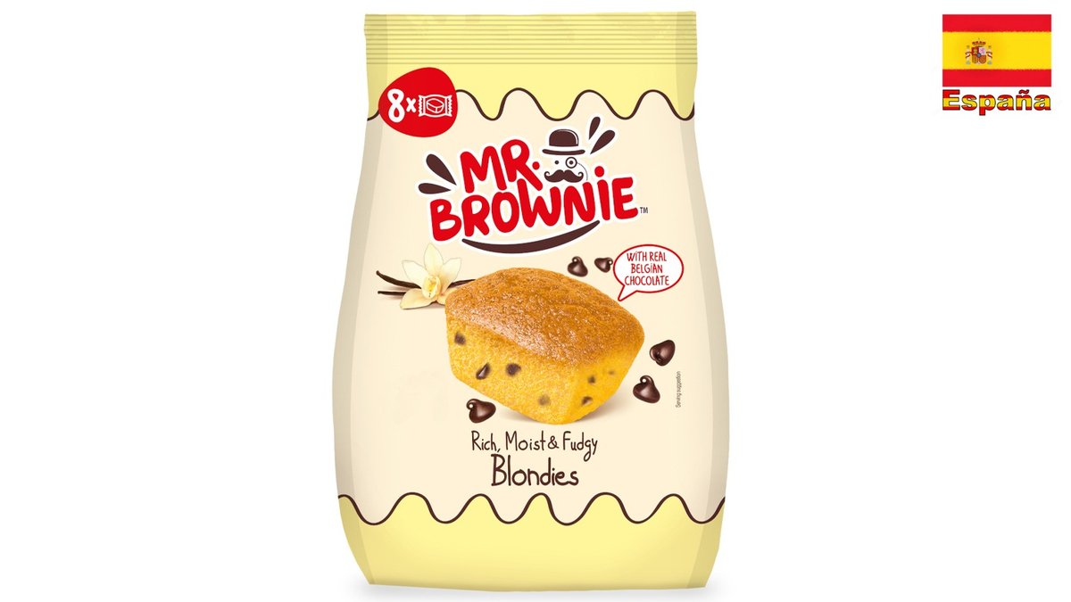Pack of 8 Blondie Cakes with Personalised Chocolate Chips - Mr. Brownie White Chocolate Blondies