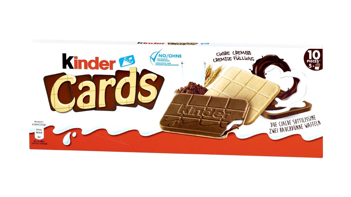 Kinder Cards Pack of five waffle bars with cream filling KINDER CARDS