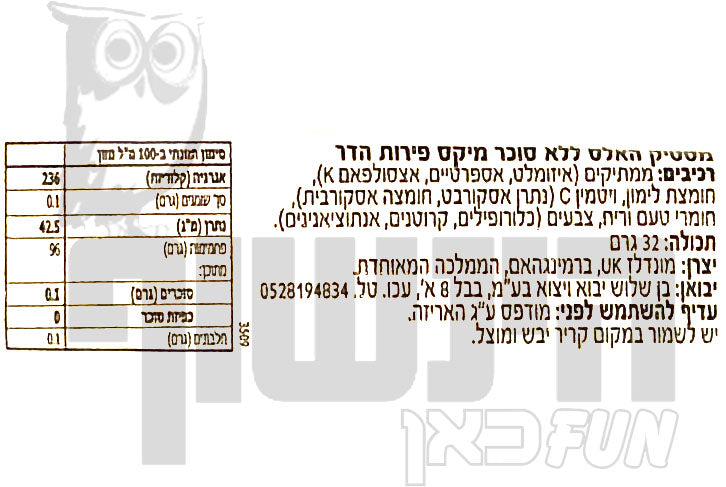 Uploaded ingredient image for סוכריות מרעננות בטעם מיקס פירות הדר - Halls CEREZA