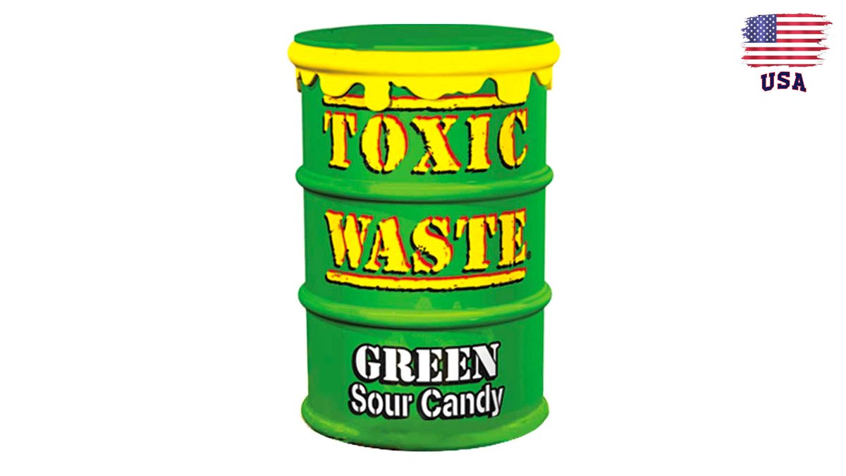 סוכריות חמוצות בחבית ירוקה - TOXIC WASTE  HAZARDOUSLY SOUR CANDY