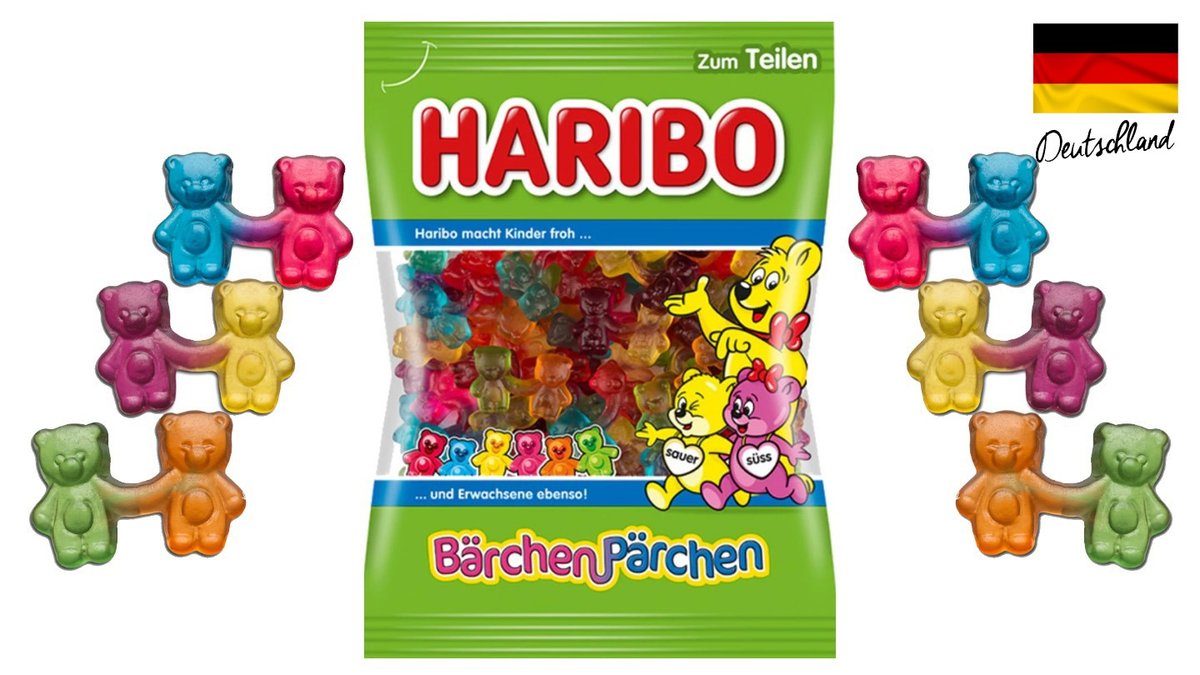 HARIBO gummy bears pairs of colorful sweet and sour - HARIBO BARCHEN PARCHEN