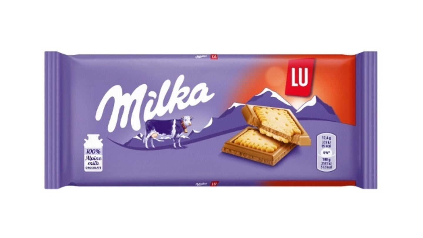 מילקה טבלת שוקולד חלב עם ביסקוויט MILKA LU