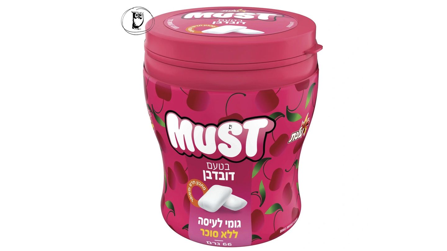 מאסט מסטיק ללא סוכר בטעם דובדבן - MUST עלית