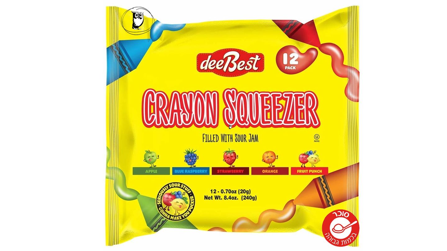 ממתק ג'לי חמצמץ בצורת צבעי קריון - DeeBest crayon squeezer