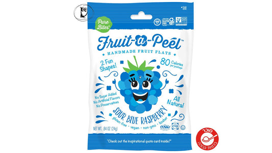 חטיף פירות טבעי בטעם פטל כחול חמוץ - Pure Bites Fruit-A-Peel Sour Blue Raspberry