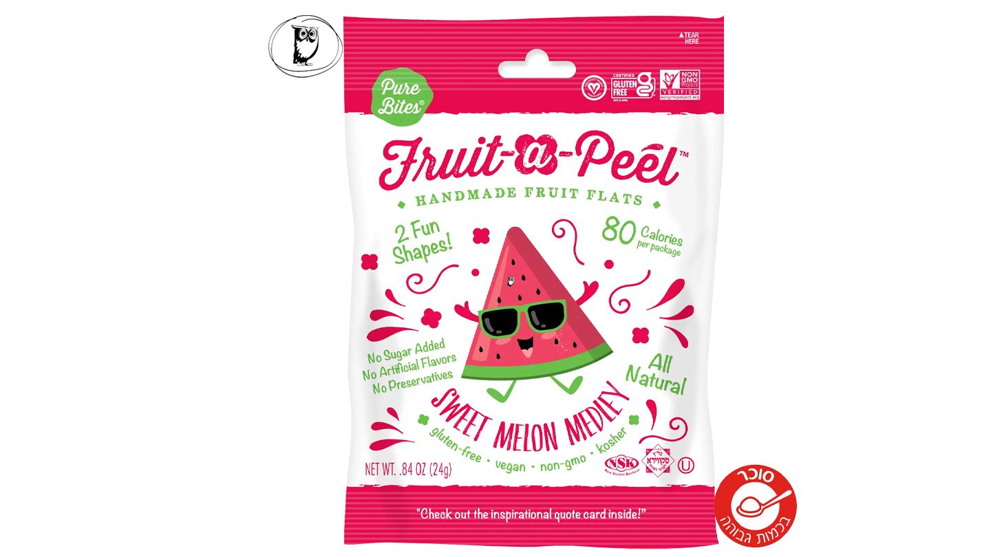 חטיף פירות טבעי בטעם אבטיח -Pure Bites Fruit-A-Peel Sweet Melon Medley