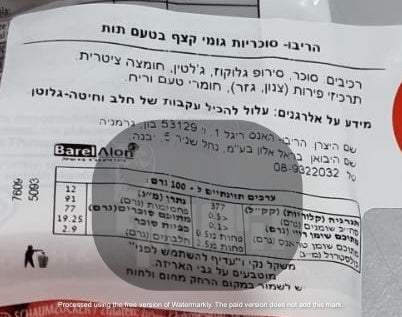 Uploaded ingredient image for גומי הריבו פרימוורה תות HARIBO PRIMAVERA