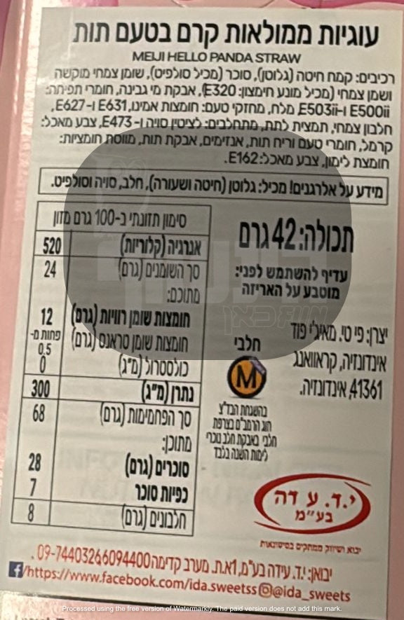 Uploaded ingredient image for הלו פנדה עוגיות קטנטנות ממולאות בקרם תות - Meiji Hello Panda Strawberry